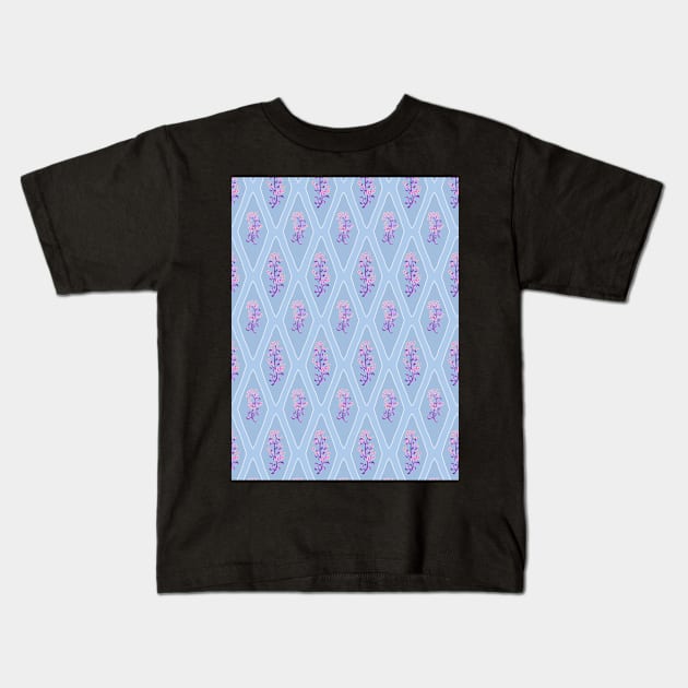 Fantasy Flowers on Dreamy Blue Kids T-Shirt by Amalus-files